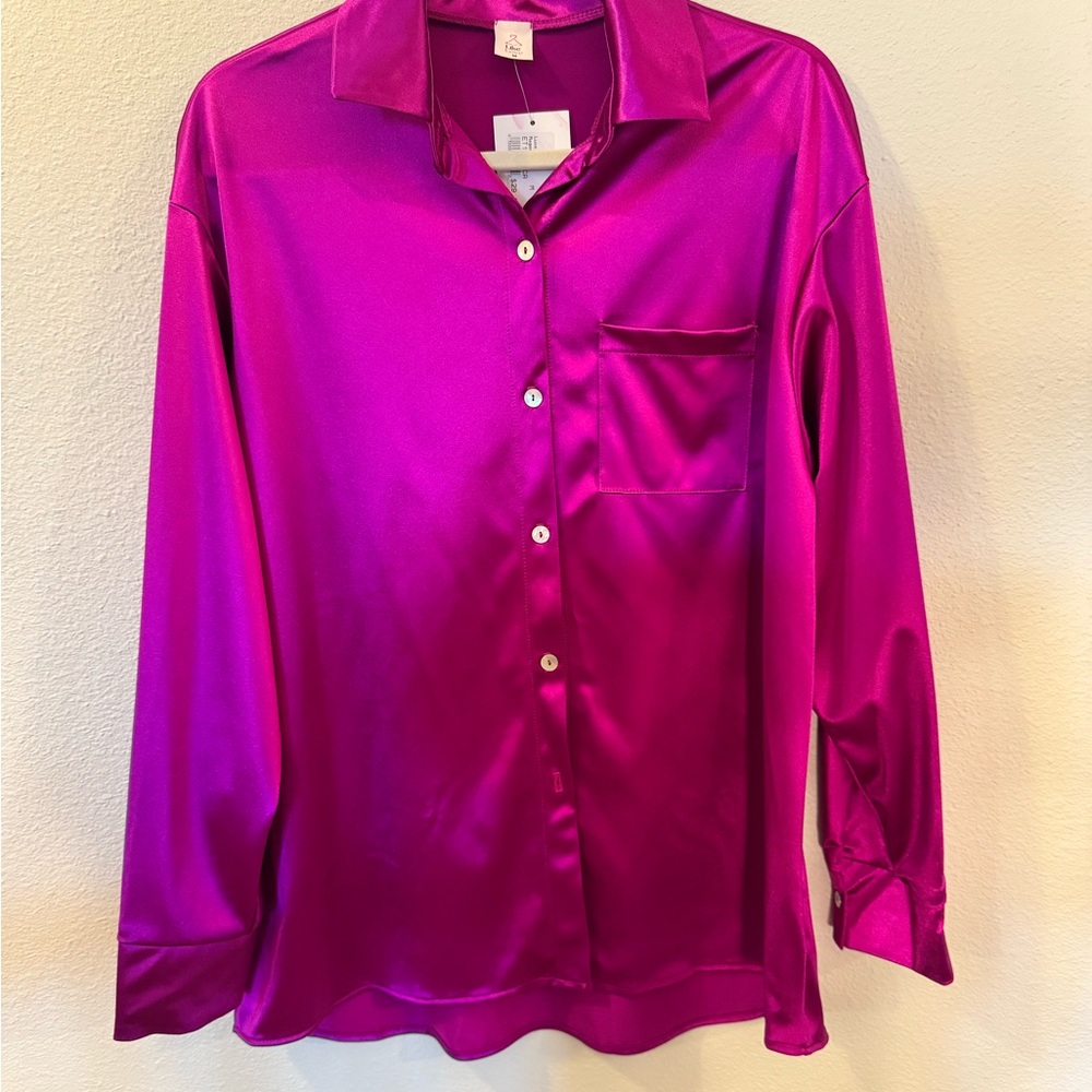 Satin Fuchsia Blouse